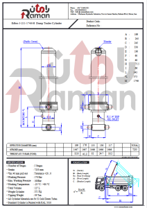 نقشه جک کمپرسی ادبرو 5 قاب،قطر199میلی متر، طول 1746 میلی متر